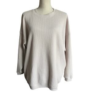 Aerie Oversized Blush Pink Waffle Knit Crewneck Cotton Blend Sweater Size S $60